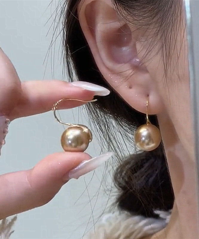 Boucles d'oreilles à tige élégantes en alliage d'acier inoxydable couleur champagne avec perles - Urbann-Vibe