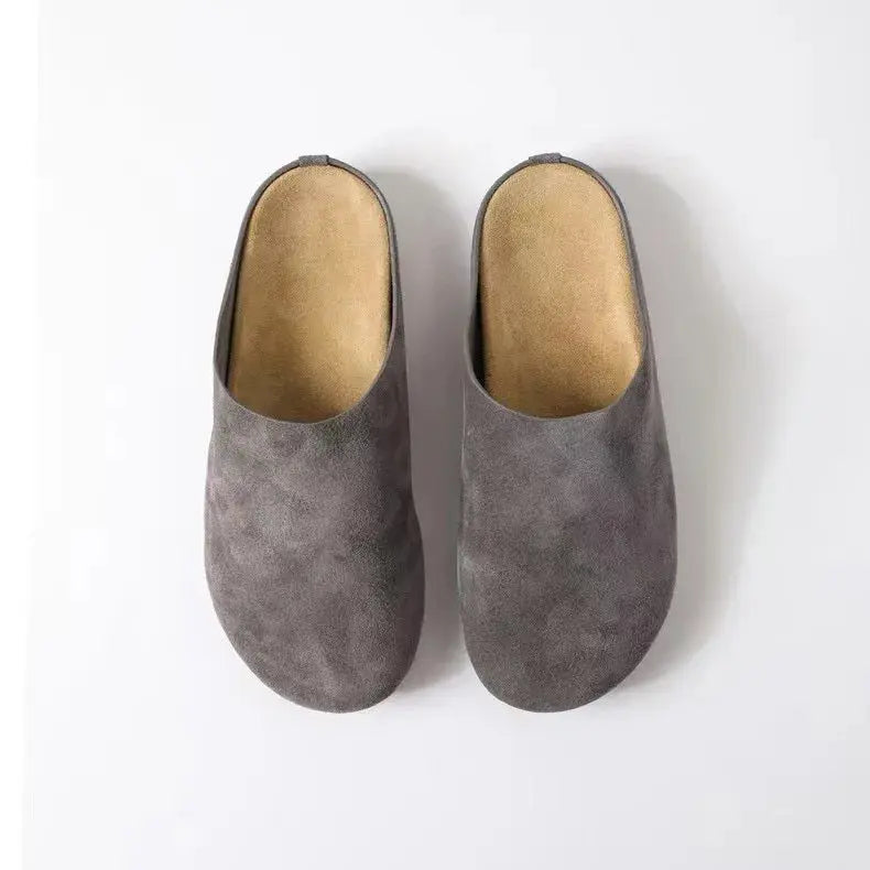Women's top-grain cowhide leather slip-on clogs with thick cushioned sole for all-day comfort