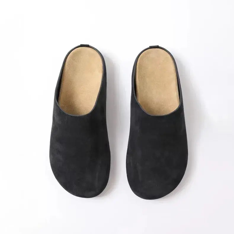 Women's top-grain cowhide leather slip-on clogs with thick cushioned sole for all-day comfort