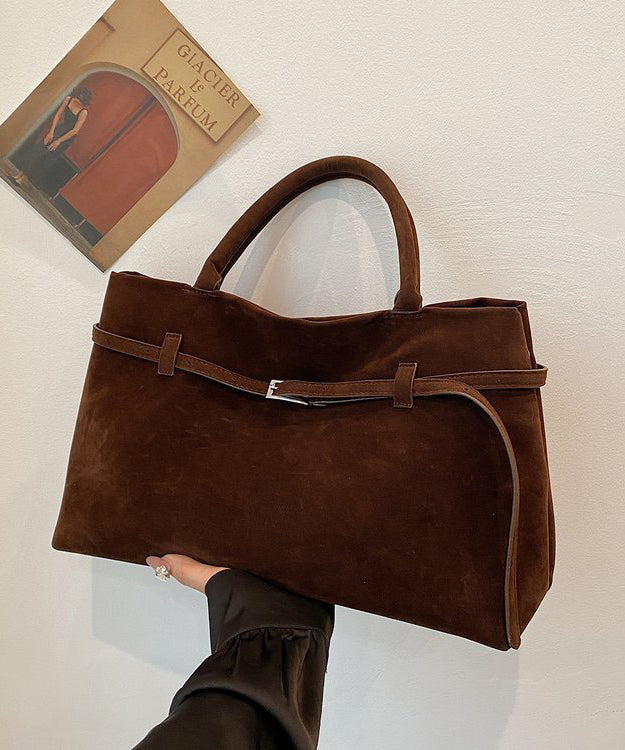 Sac fourre-tout élégant en daim de grande capacité, couleur café - Urbann-Vibe