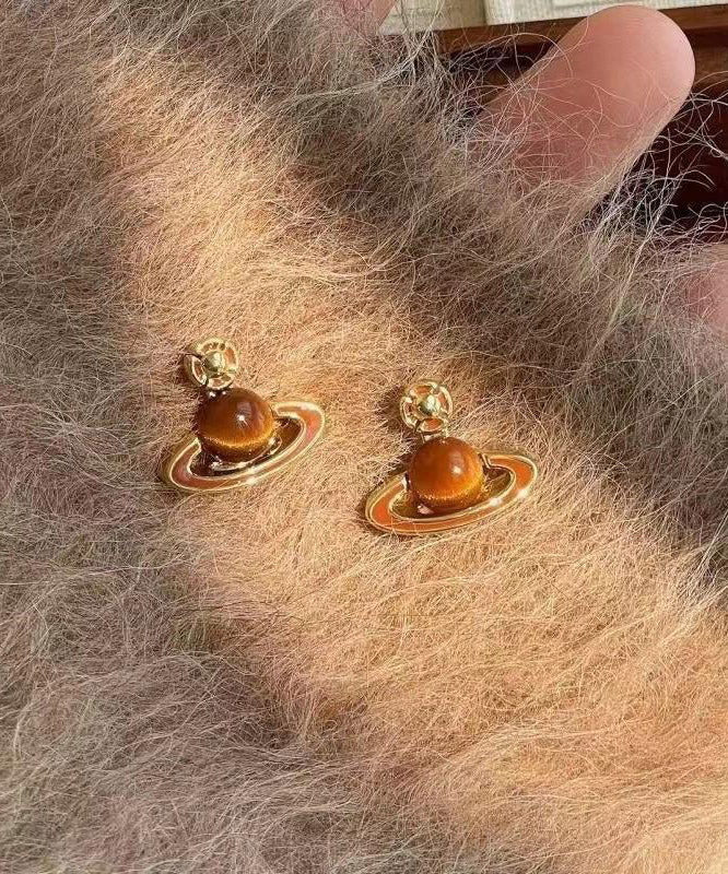 Boucles d'oreilles pendantes élégantes en argent sterling avec surdorure goutte à goutte et planètes - Urbann-Vibe