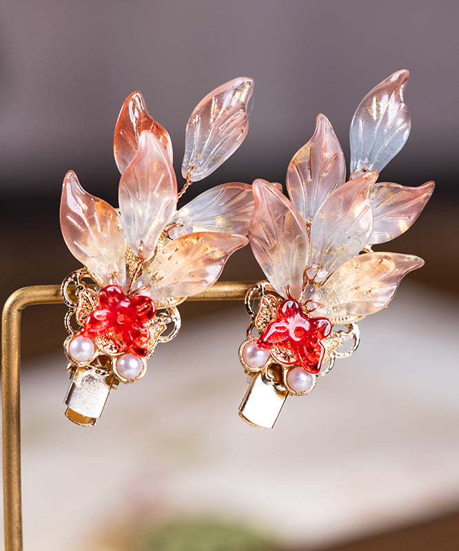 Paire d'épingles à cheveux élégantes en alliage de cuivre avec perles colorées et émaillées, motif poisson koï, pour filles - Urbann-Vibe
