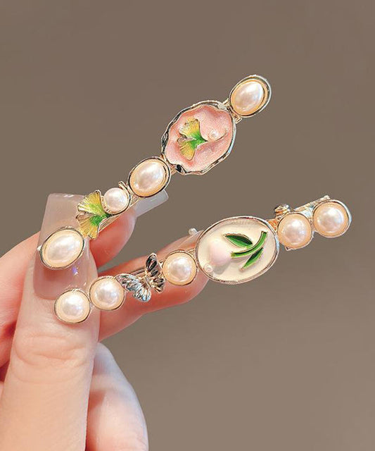 Élégante épingle à cheveux tulipe en alliage doré avec perles et glaçage goutte à goutte - Urbann-Vibe