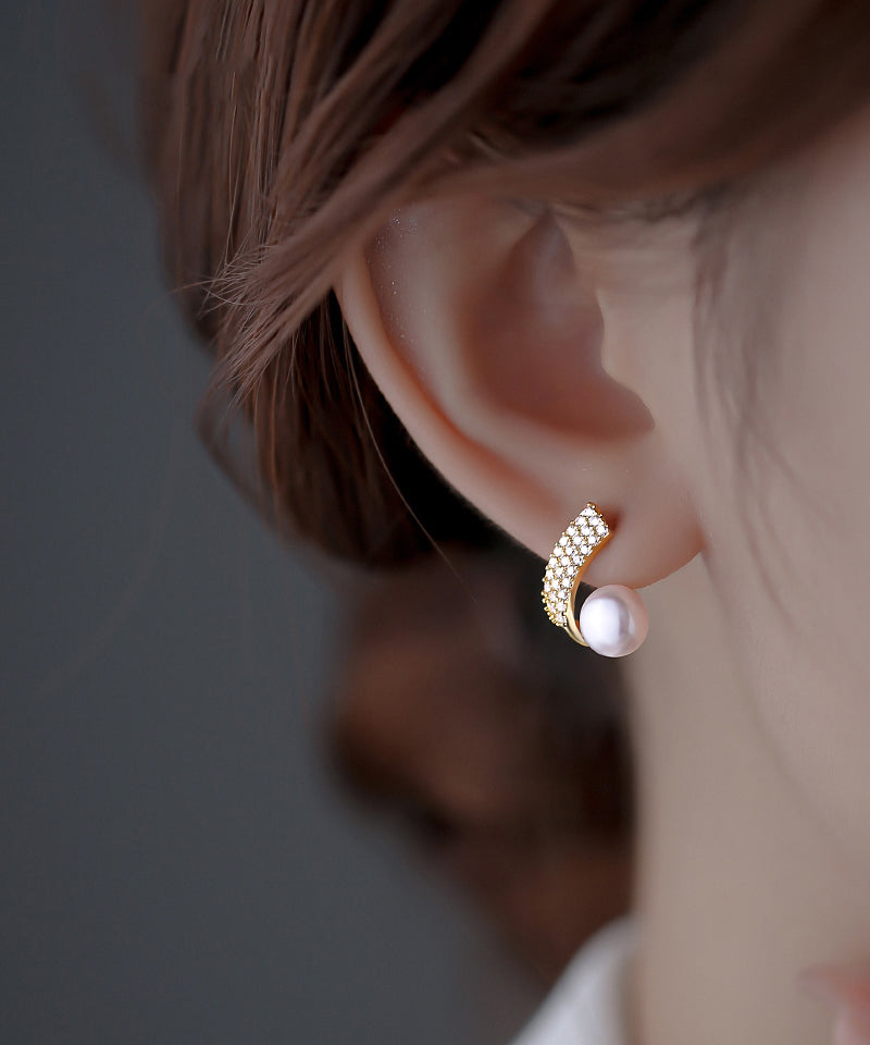 Boucles d'oreilles créoles élégantes en cuivre doré et zircon - Urbann-Vibe