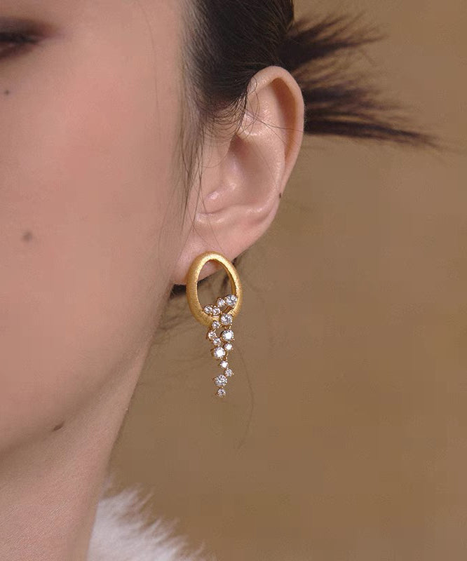 Boucles d'oreilles pendantes élégantes en cuivre doré et zircon - Urbann-Vibe
