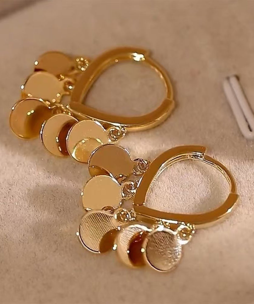 Boucles d'oreilles créoles élégantes à pampilles en métal doré et paillettes - Urbann-Vibe