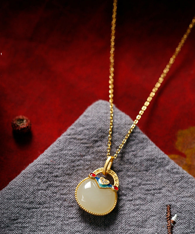Collier élégant avec pendentif en argent sterling et jade doré - Urbann-Vibe