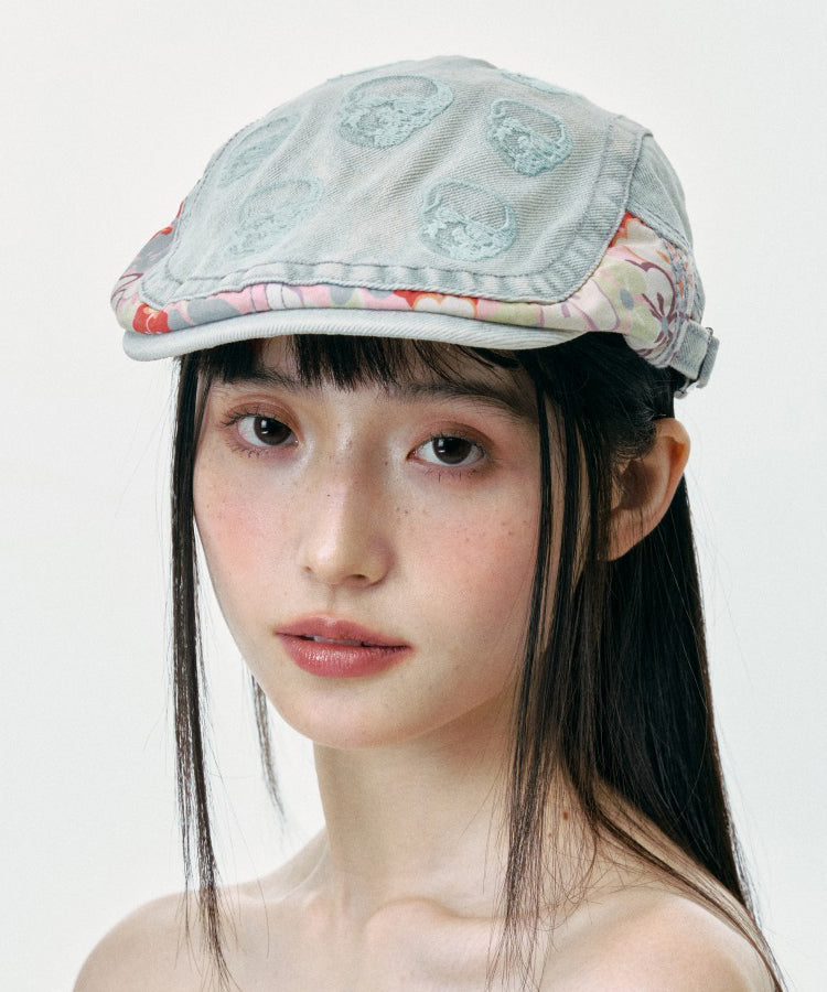 Élégant chapeau breton en denim bleu clair brodé - Urbann-Vibe