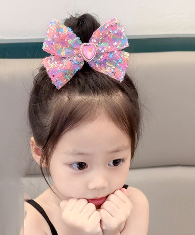 Épingle à cheveux élégante en alliage arc-en-ciel avec nœud en perles et paillettes pour enfants - Urbann-Vibe