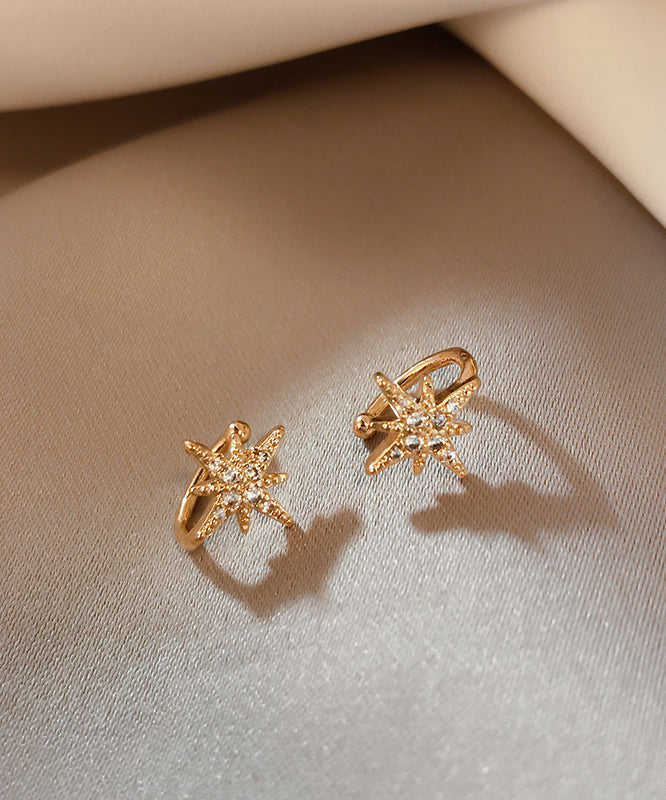 Boucles d'oreilles élégantes à clous en or rose, cuivre et zircon hexagramme - Urbann-Vibe