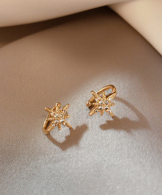 Boucles d'oreilles élégantes à clous en or rose, cuivre et zircon hexagramme - Urbann-Vibe