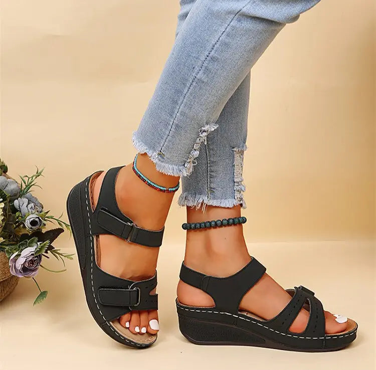 Women's cushioned sandals beige chic slip-on style with premium padded footbed for all-day comfort