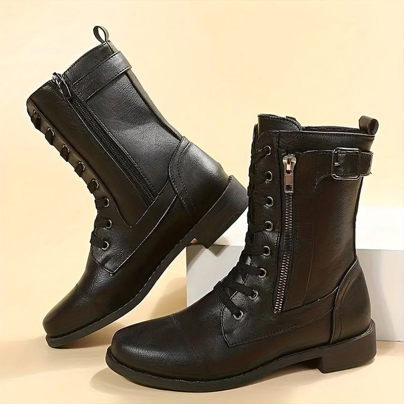 Women's black side zip ankle boots with modern silhouette and durable upper for all-day comfort