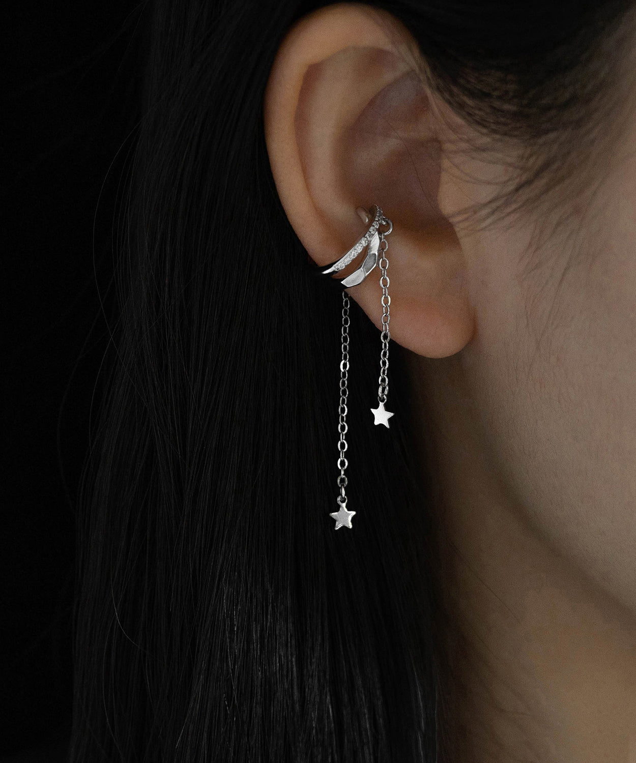 Boucles d'oreilles pendantes élégantes en soie, cuivre et zircon, avec pampilles en forme d'étoile - Urbann-Vibe