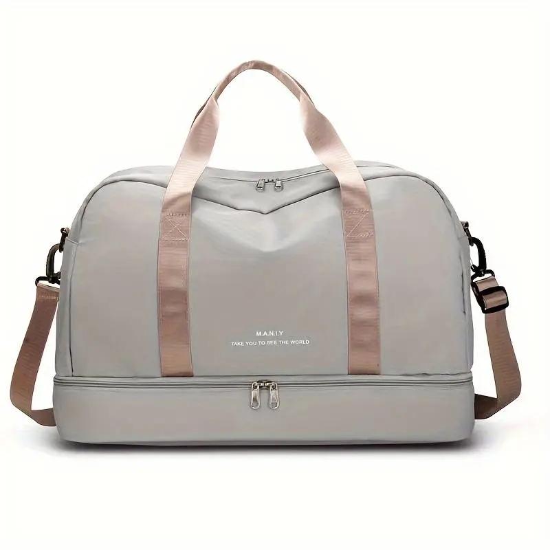 Women's stylish travel carry-on bag with organized compartments, shoe section, elegant design