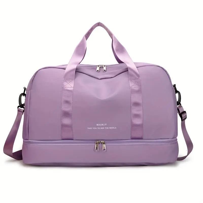 Women's stylish travel bag organized compartments carry-on luggage shoe pocket elegant design