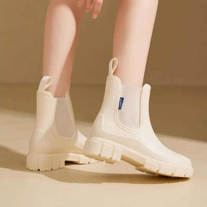 Women's waterproof clear PVC ankle rain boots, lightweight stylish silhouette for all-weather wear