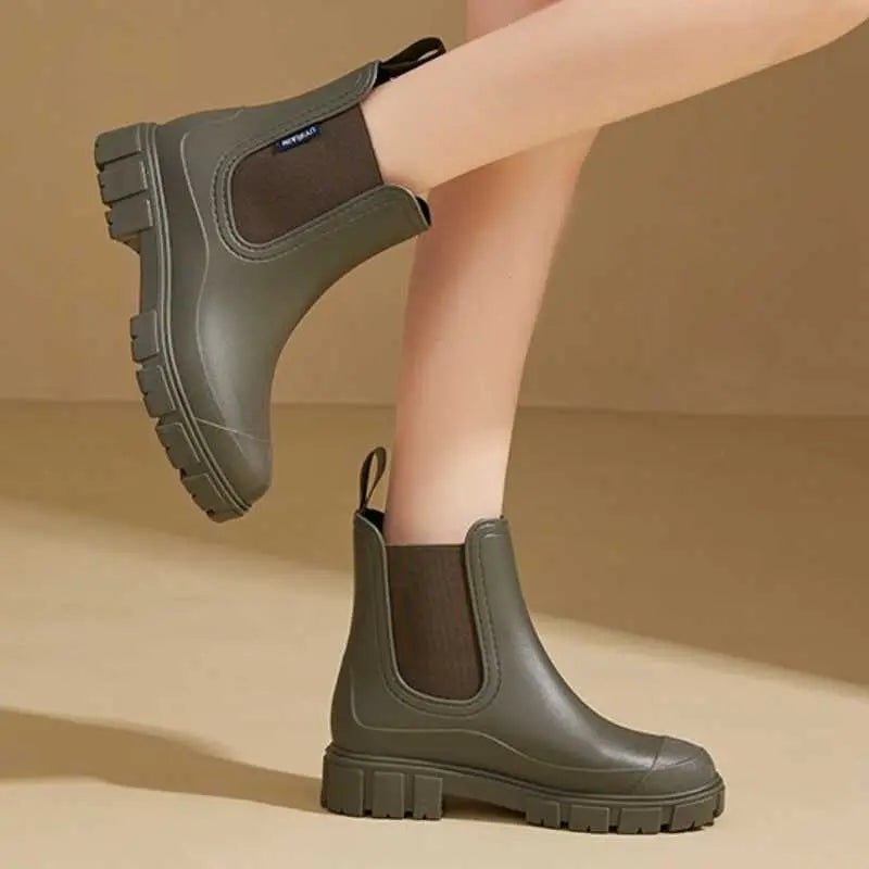 Women's waterproof clear PVC ankle rain boots, lightweight stylish design for all-weather everyday wear