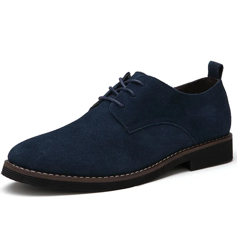 Black suede men's Derby shoes open lacing design rubber sole formal comfortable footwear