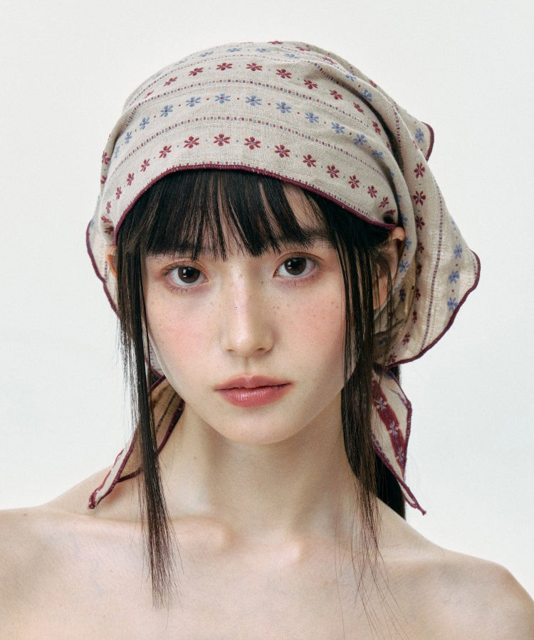 Chapeau foulard triangulaire d'été à imprimé beige coréen - Urbann-Vibe
