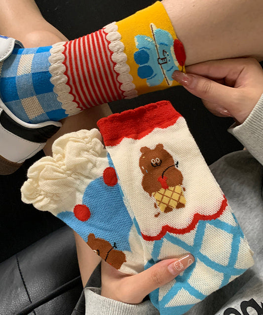 Chaussettes mi-mollet fines et mignonnes en jacquard à motif dessin animé pour l'été - Urbann-Vibe