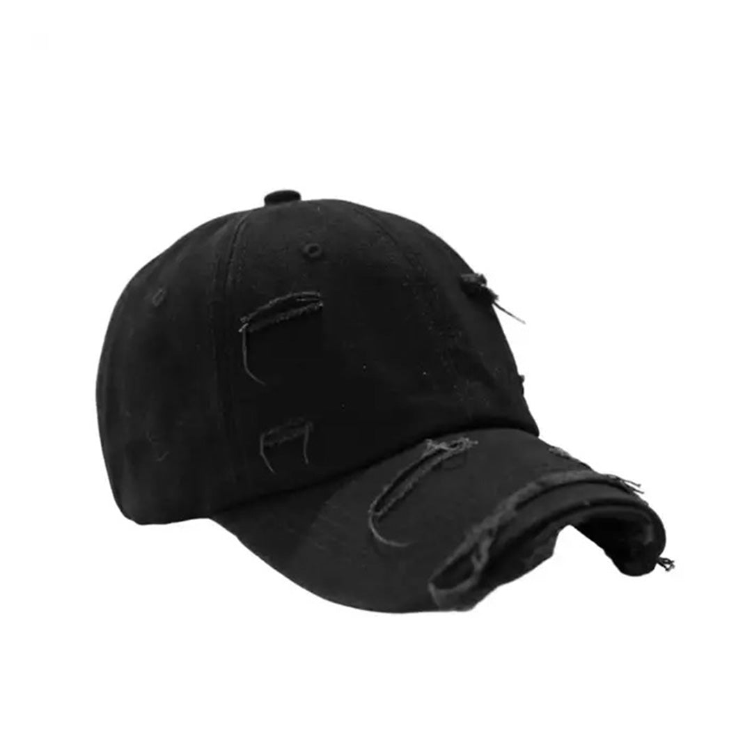 Men's vintage distressed cotton baseball hat with extended brim and built-in interlayer structure