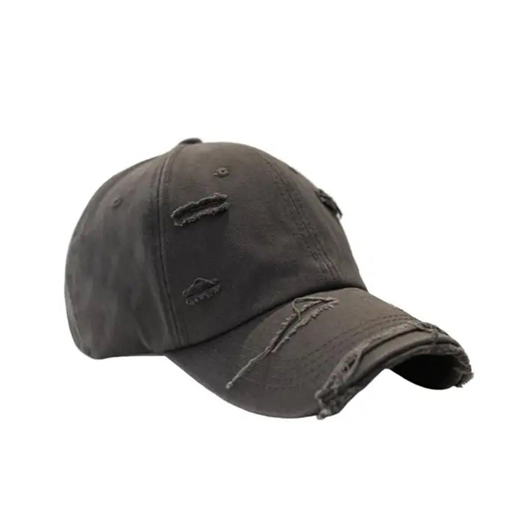 Men's vintage distressed cotton baseball hat with extended brim and built-in interlayer structure