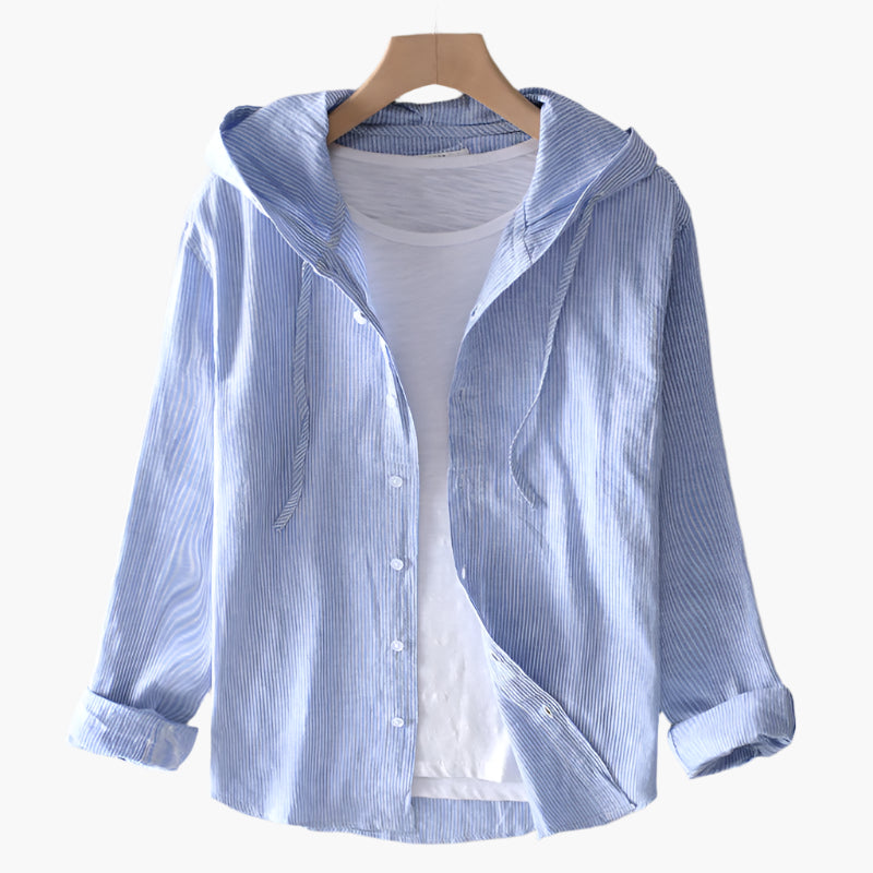 Women's lightweight cotton hooded blouse loose relaxed fit casual versatile everyday top