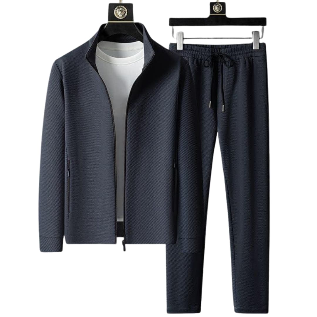 Men's 2-piece tracksuit zip-up jacket straight pants comfort fit athletic casual wear