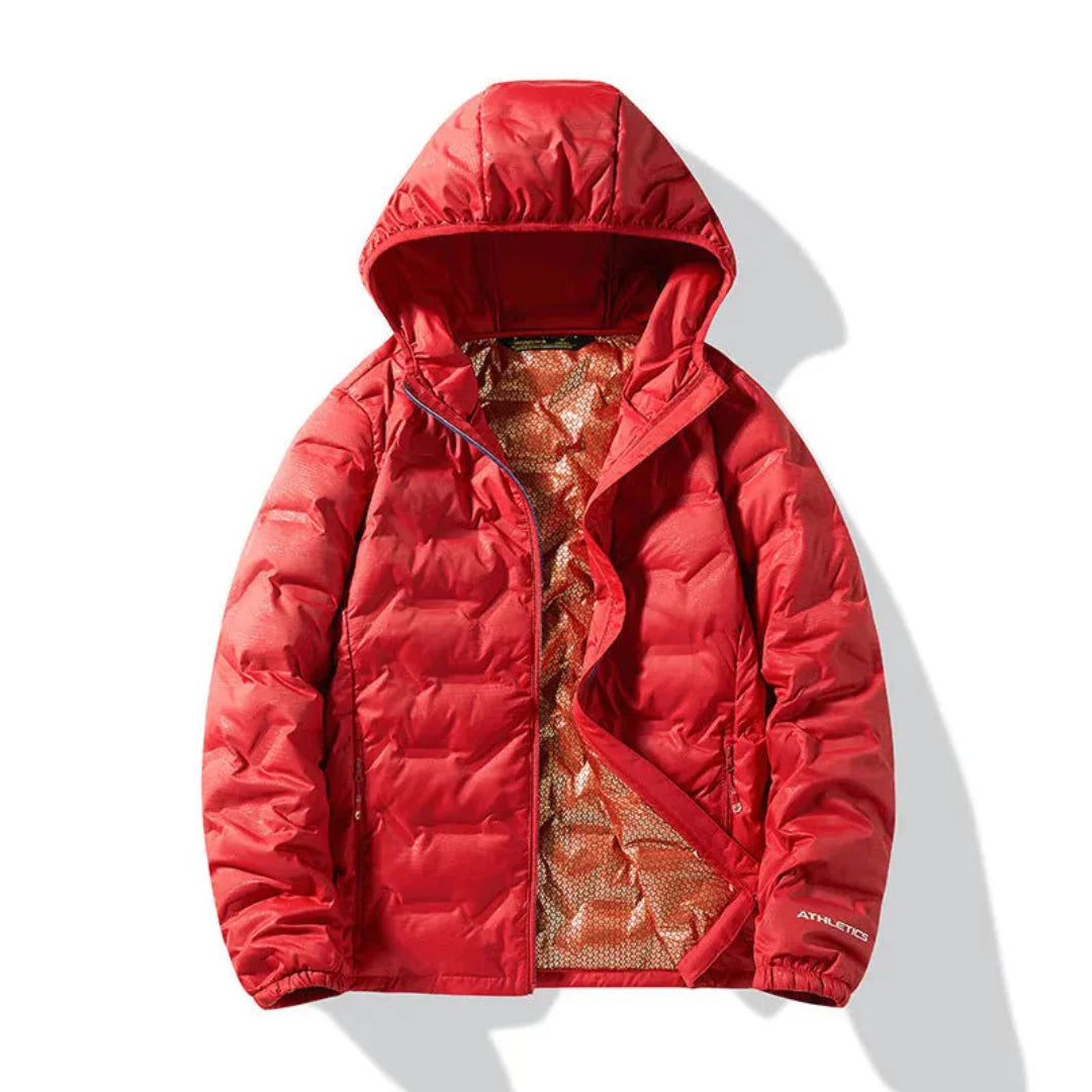Women's navy blue premium duck down puffer jacket water-resistant cold weather insulation