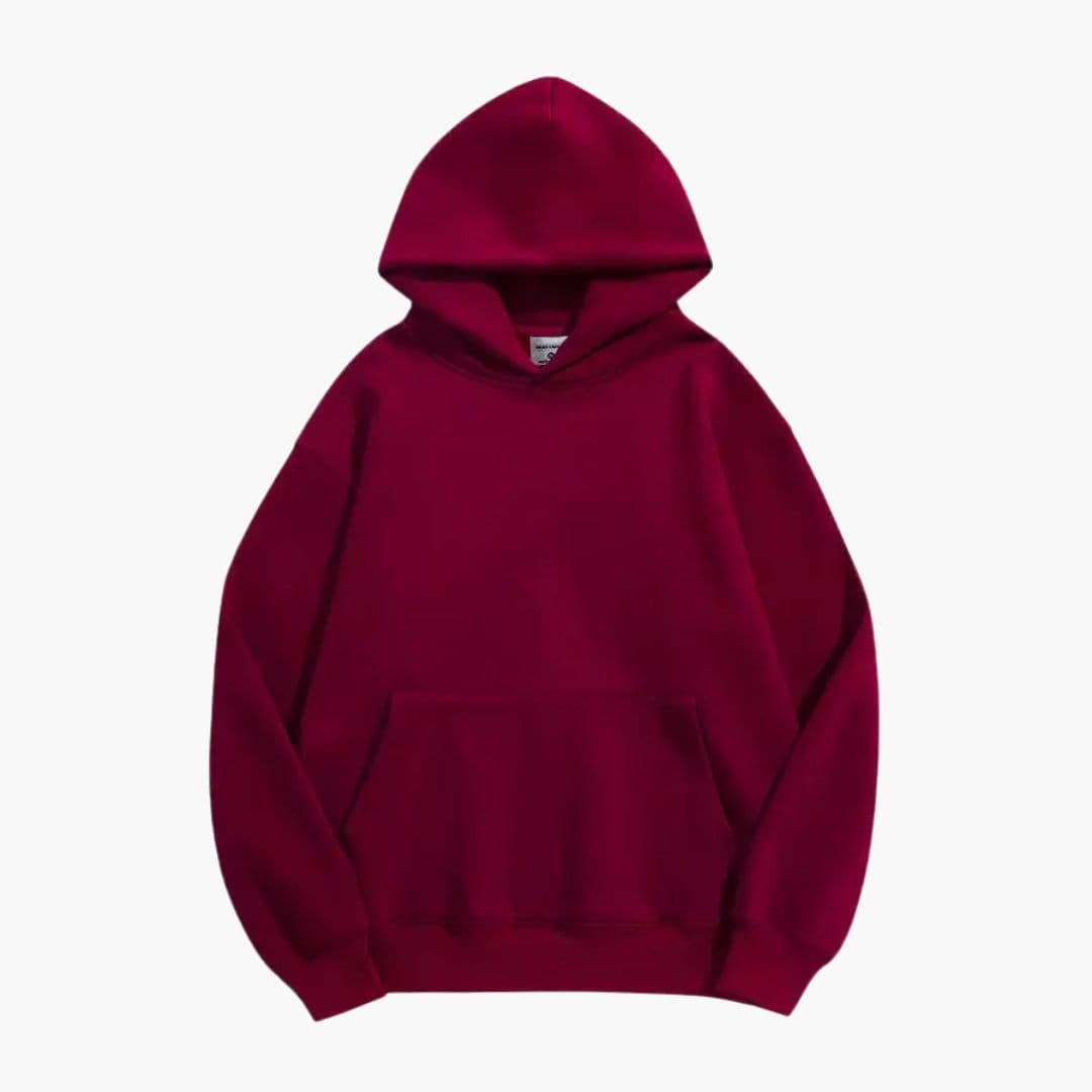 Men's casual pullover hoodie with adjustable drawstring hood, kangaroo pocket, ribbed cuffs, regular fit