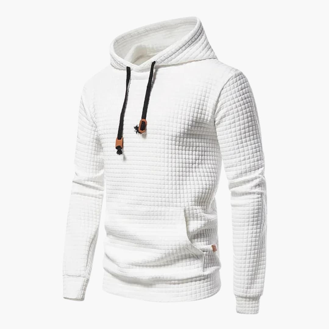 Men's quilted hoodie with adjustable hood and kangaroo pocket, lightweight everyday warmth layer