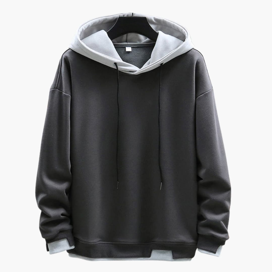 Men's casual pullover hoodie with drawstring hood, ribbed hem, and kangaroo pocket for everyday wear
