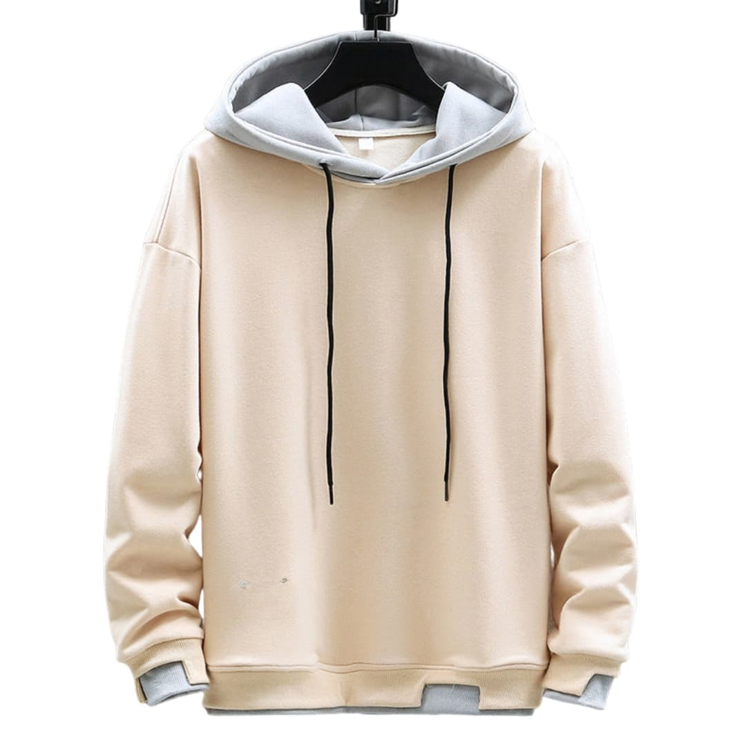 Men's casual pullover hoodie with drawstring hood, ribbed hem, and kangaroo pocket for everyday wear