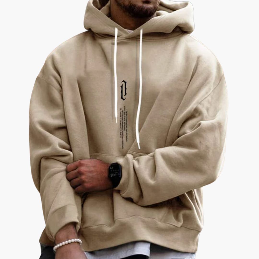 Men's casual pullover hoodie with kangaroo pocket, drawstring hood, relaxed fit for everyday wear