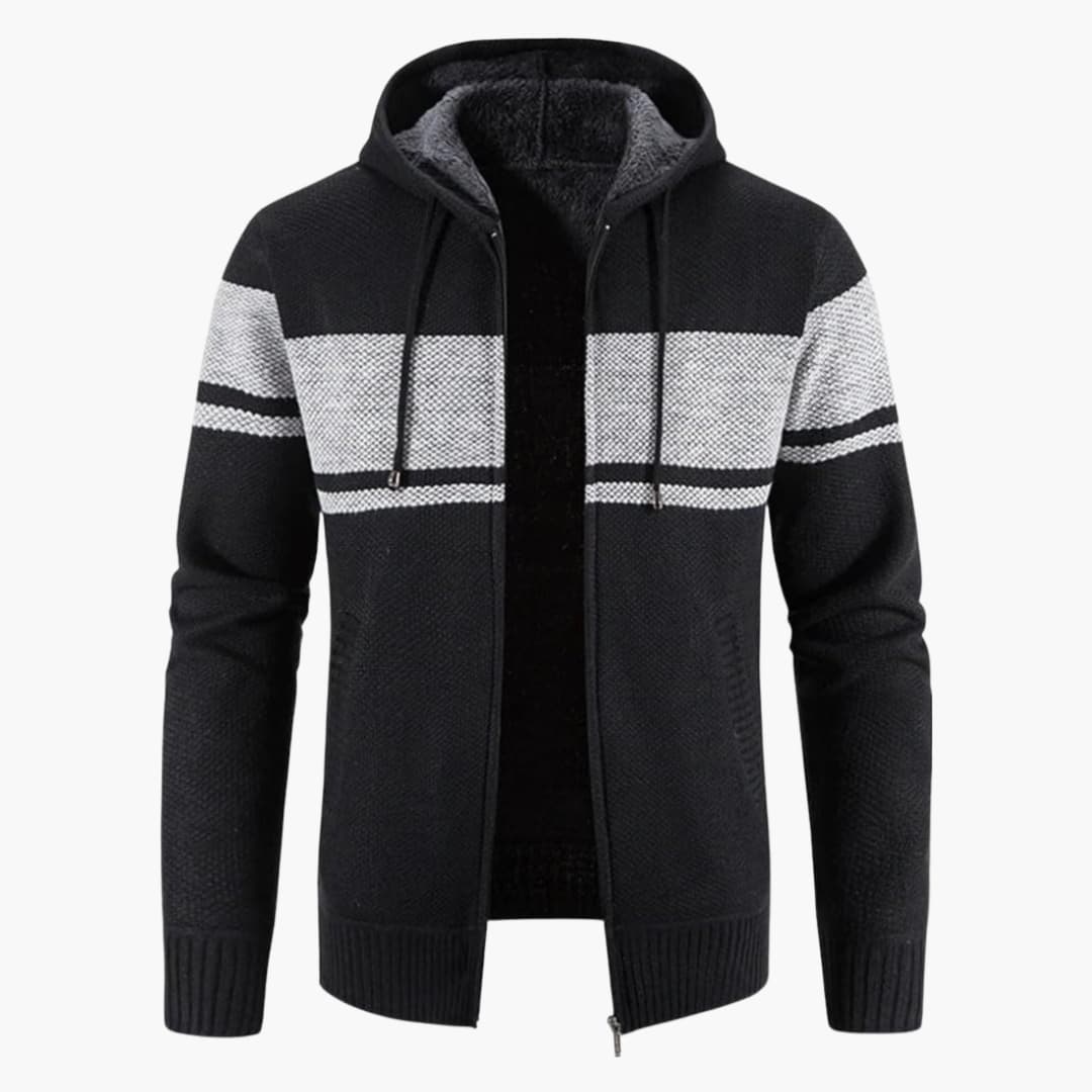 Men's gray mesh zip-up hoodie athletic cut ribbed cuffs hem integrated hood side pockets
