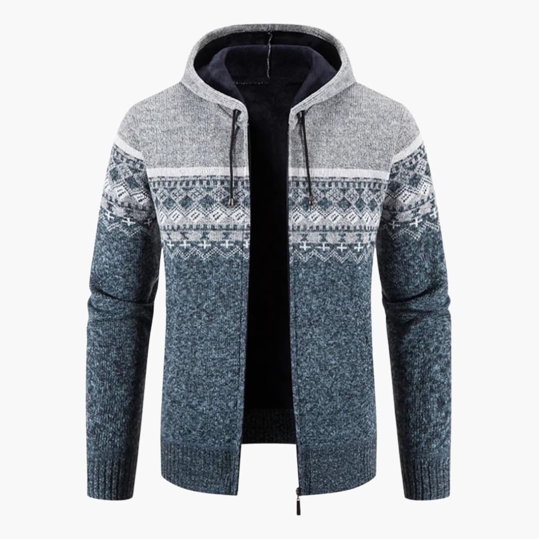 Men's gray mesh zip-up hoodie athletic cut ribbed cuffs hem integrated hood side pockets