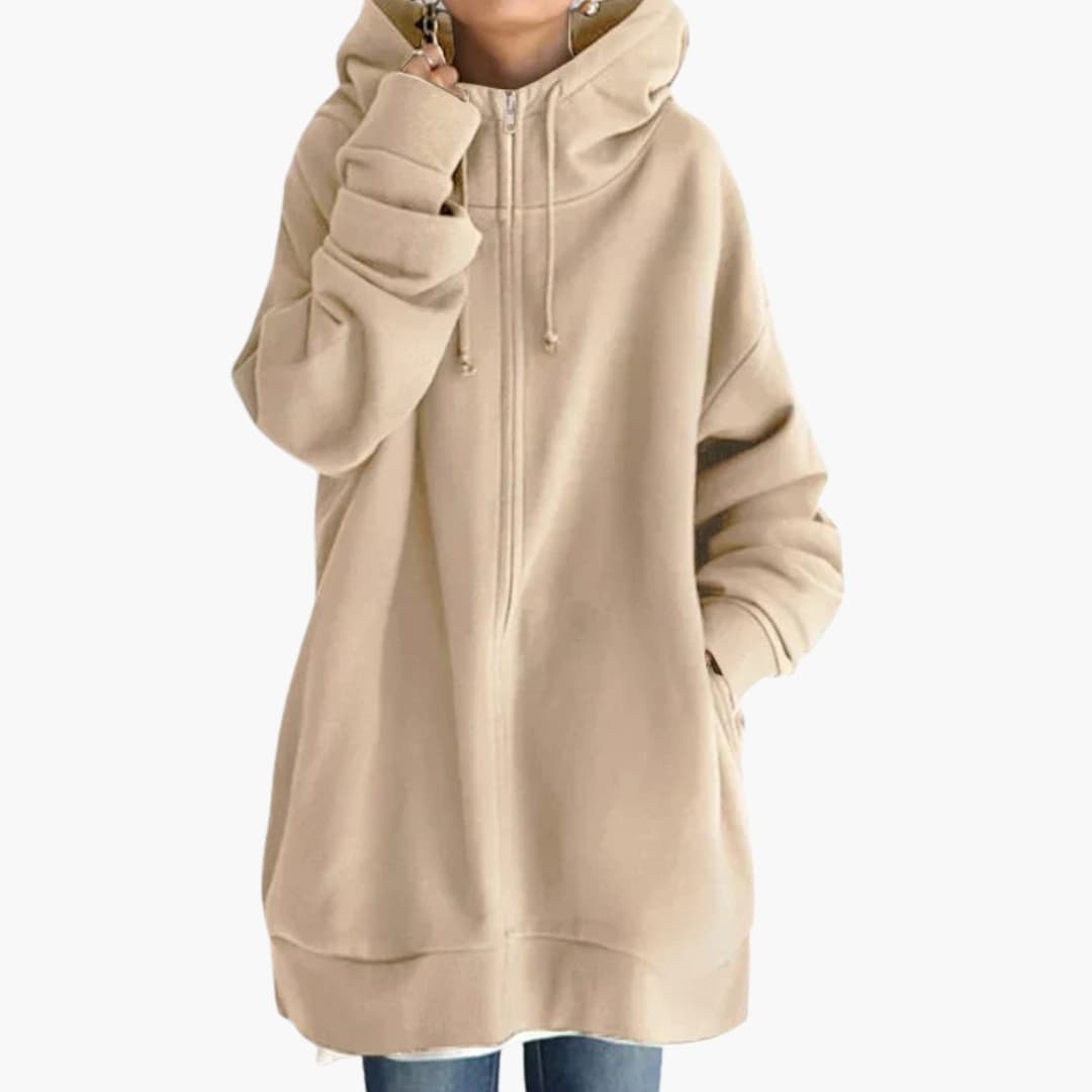 Oversized women's hoodie relaxed fluid cut everyday comfort effortless casual style neutral tone