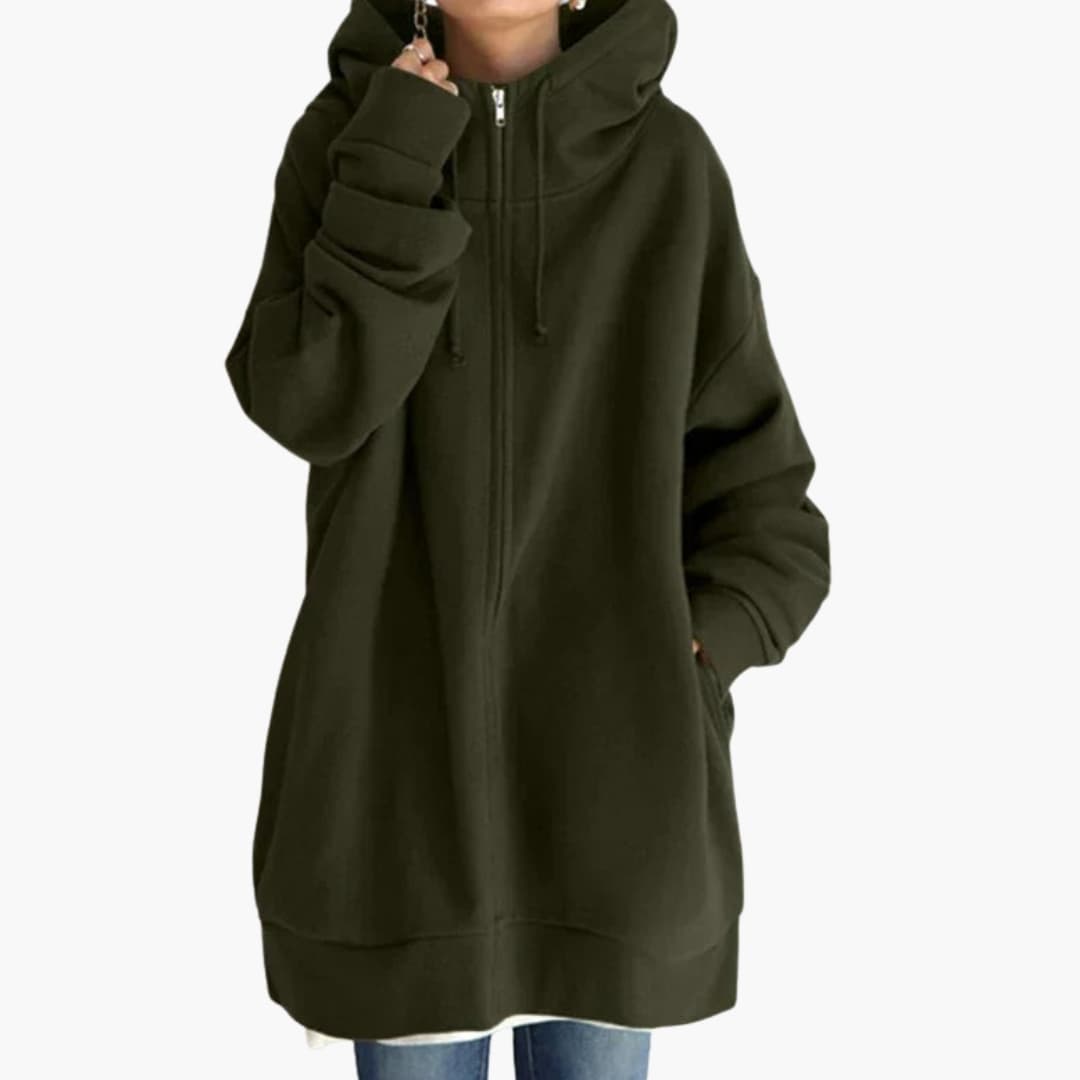 Oversized women's hoodie in relaxed fluid cut, modern silhouette for effortless everyday comfort