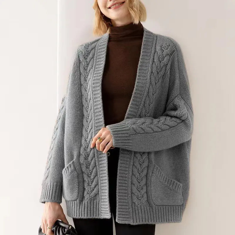 Sylvie ivory cashmere-blend cardigan open-drape front soft luxury knit elegant silhouette