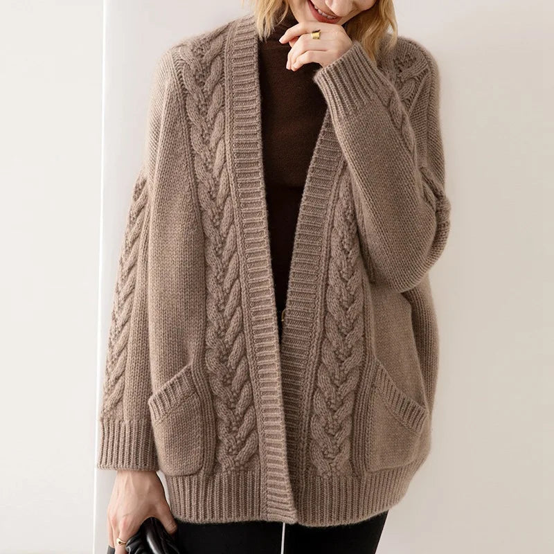 Sylvie ivory cashmere-blend cardigan open-drape front soft luxury knit everyday elegance