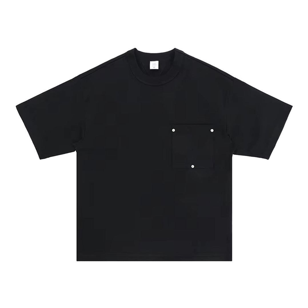 Men's white cotton pocket t-shirt with triangle rivet accent, relaxed casual fit for everyday wear