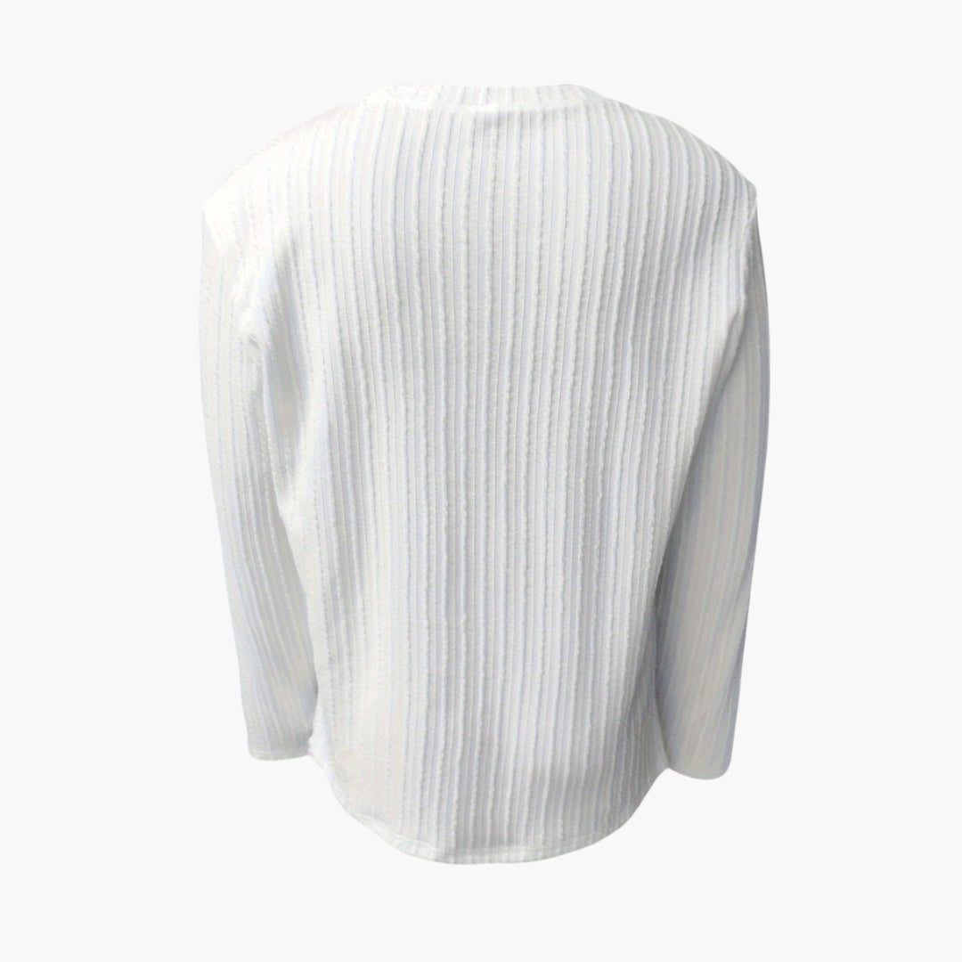 Men's ribbed long sleeve T-shirt round neck fitted cut medium stretch layering essential