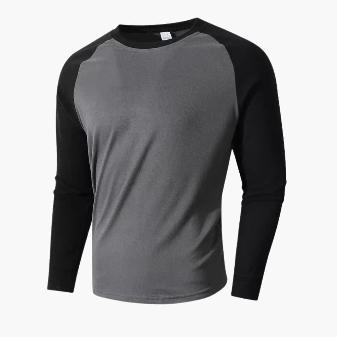 Men's raglan sleeve long sleeve sports T-shirt crew neck athletic performance fit active wear
