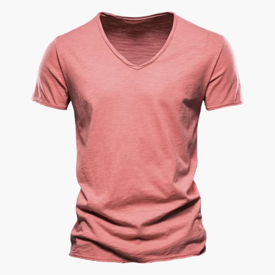 Men's white round neck short sleeve T-shirt with smooth knit finish and straight cut casual fit