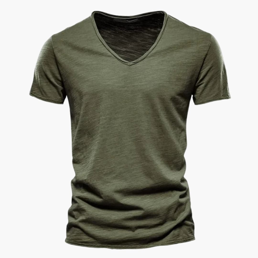 Men's white smooth knit round neck short sleeve t-shirt with straight cut casual fit
