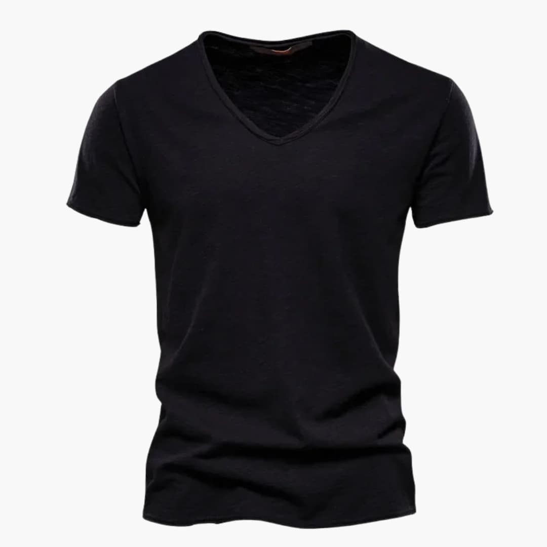 Men's white round neck short sleeve T-shirt with smooth knit finish and straight cut casual fit