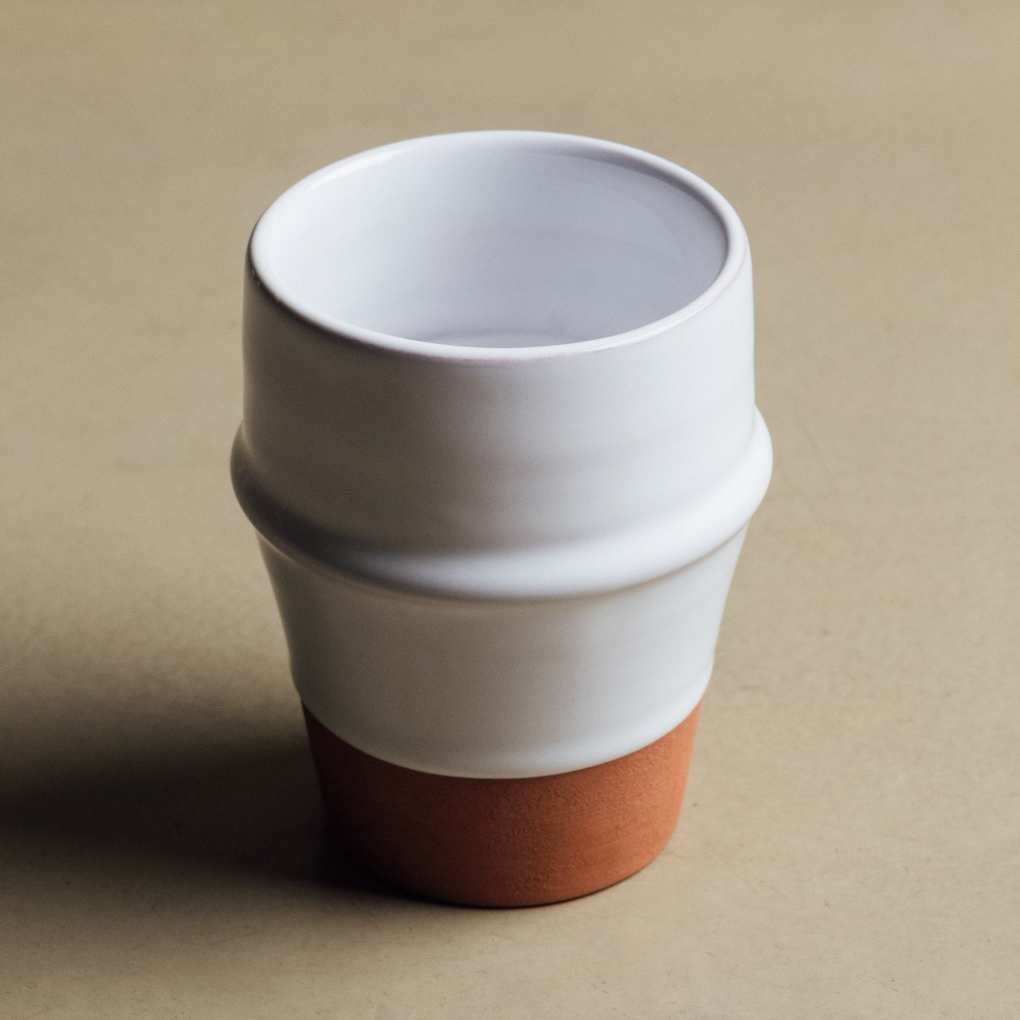 Earth Hues White & Ochre Red Beldi Cup - Moroccan Dinnerware - Urbann-Vibe