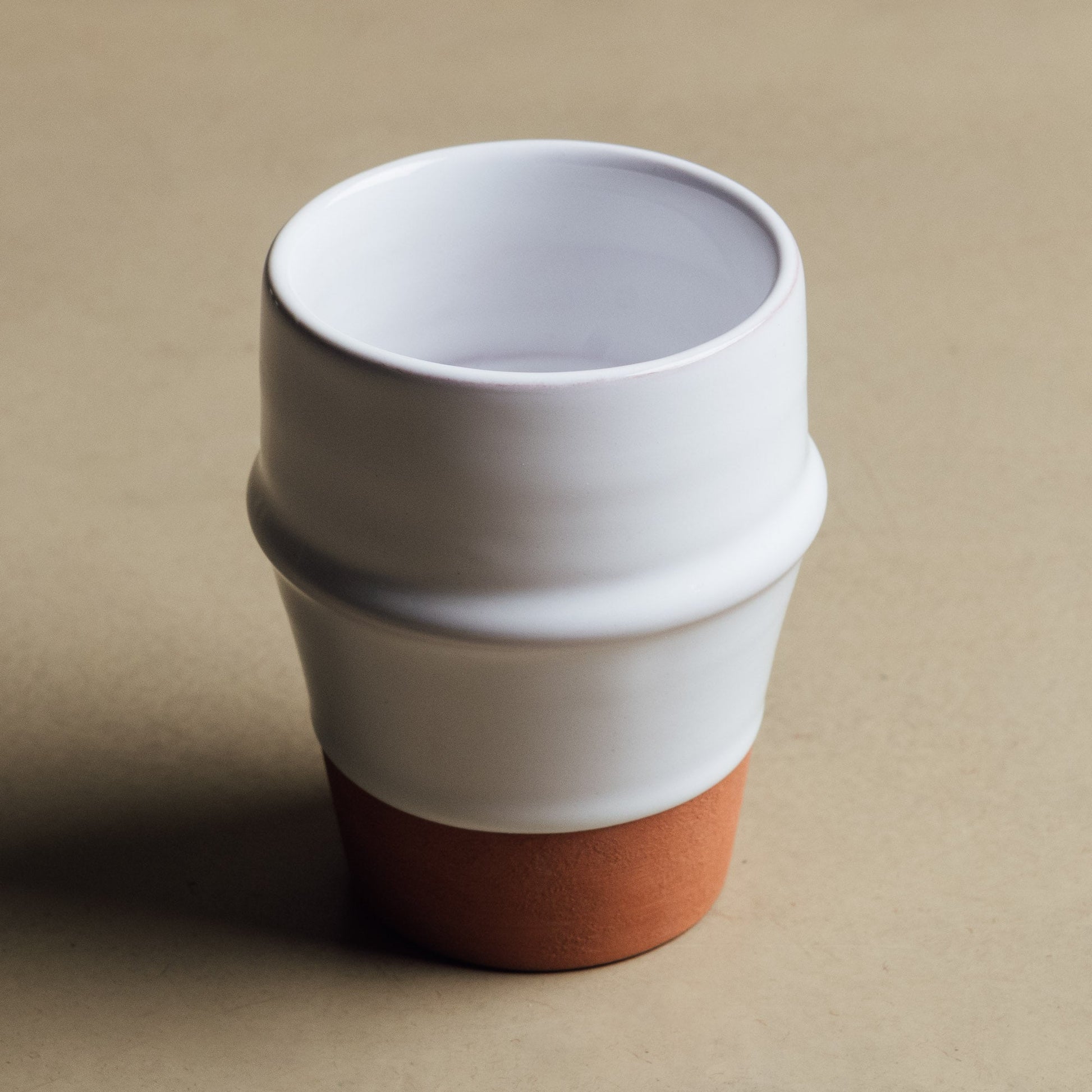 Earth Hues White & Ochre Red Beldi Cup - Moroccan Dinnerware - Urbann-Vibe