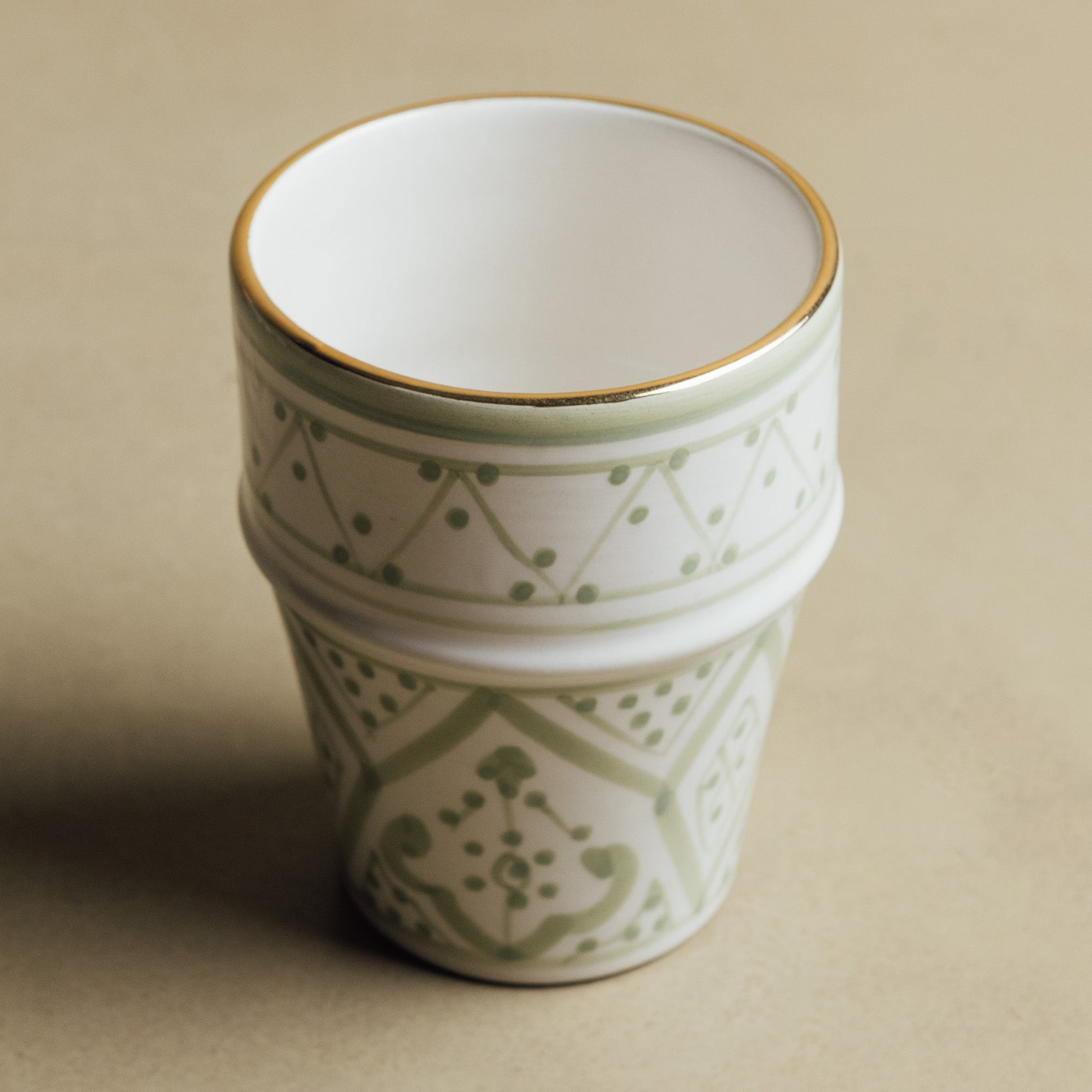 Fez Green Cup - Moroccan Dinnerware Adorned with 12 Carat Gold Accents - Urbann-Vibe